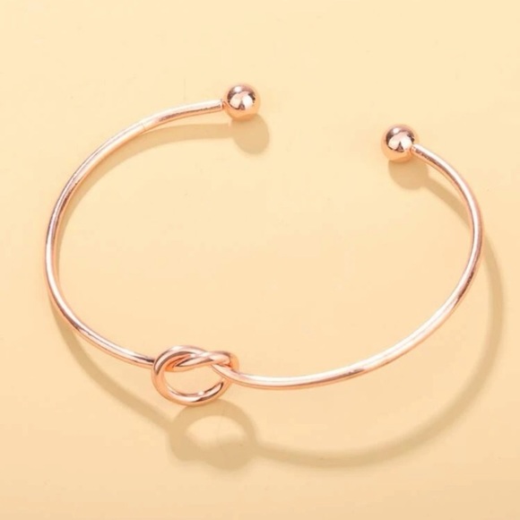 Rose Gold Knot Cuff Bangle Bracelet - Picture 3 of 5